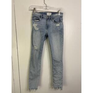 Frame Jeans Womens 25 Le Skinny De Jeanne Crop Distressed Light Wash Stretch
